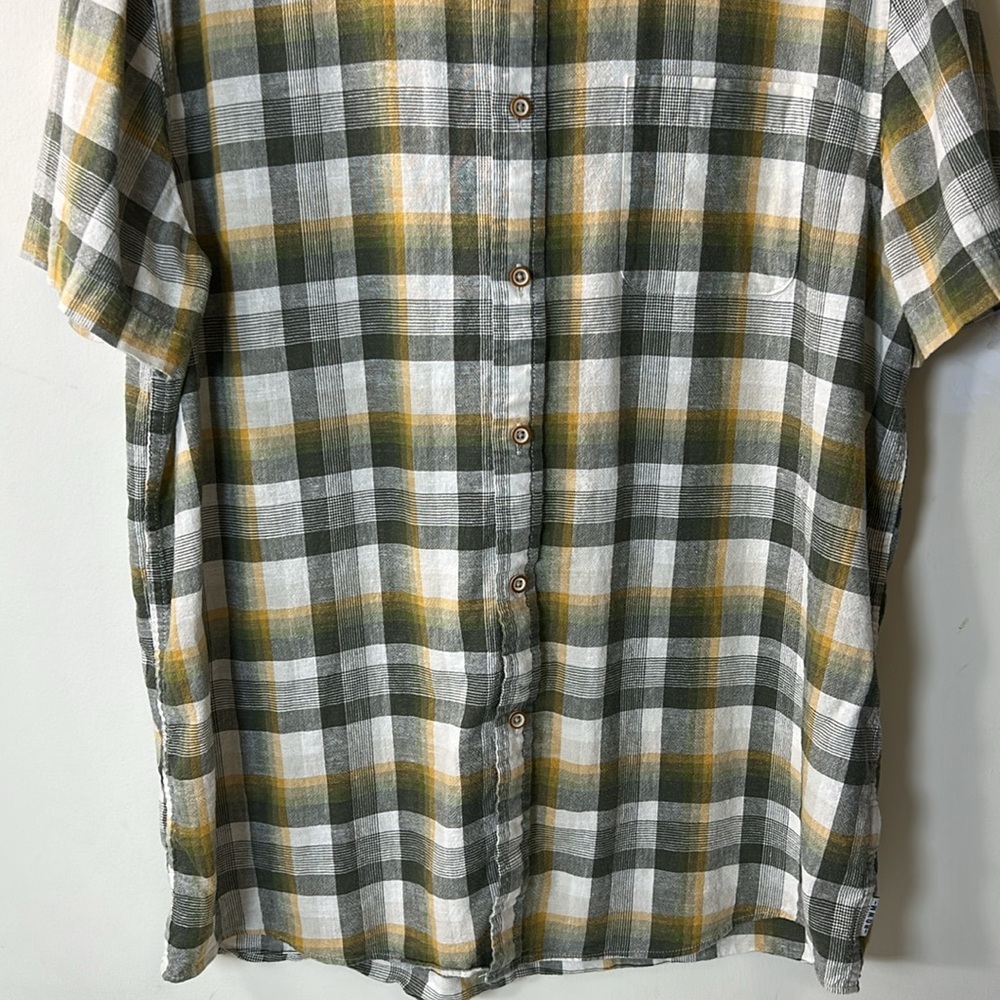 ROWM Men's Plaid Short sleeve Shirt in Green and Yellow Size Large - Picture 3 of 8